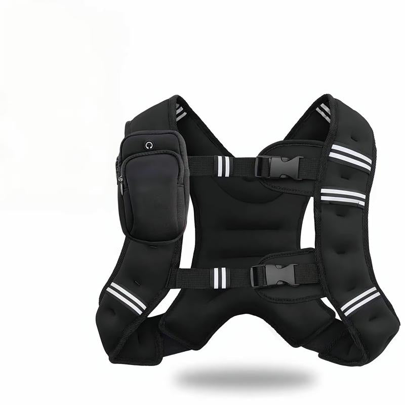 Black adjustable weighted training vest 6–30 lbs