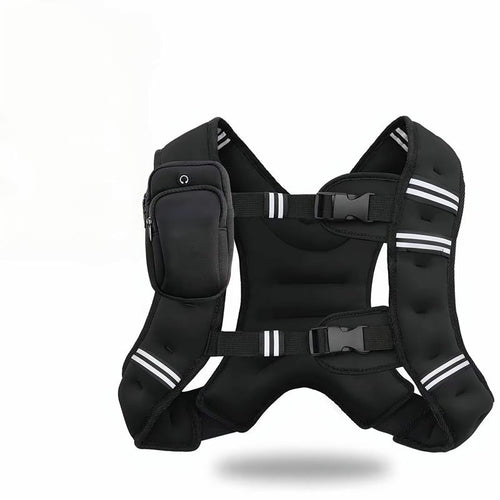 Black adjustable weighted training vest 6–30 lbs