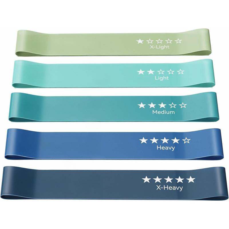 Resistance Bands for Working Out, Exercise Bands with 5 Resistance Levels, Natural Latex Resistance Bands Designed for Home Fitness, Strength Training and Flexibility Exercises